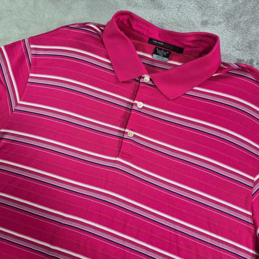 Vintage Nike Dri-FIT Tiger Woods Collection Polo Shirt Mens XL Pink Golf